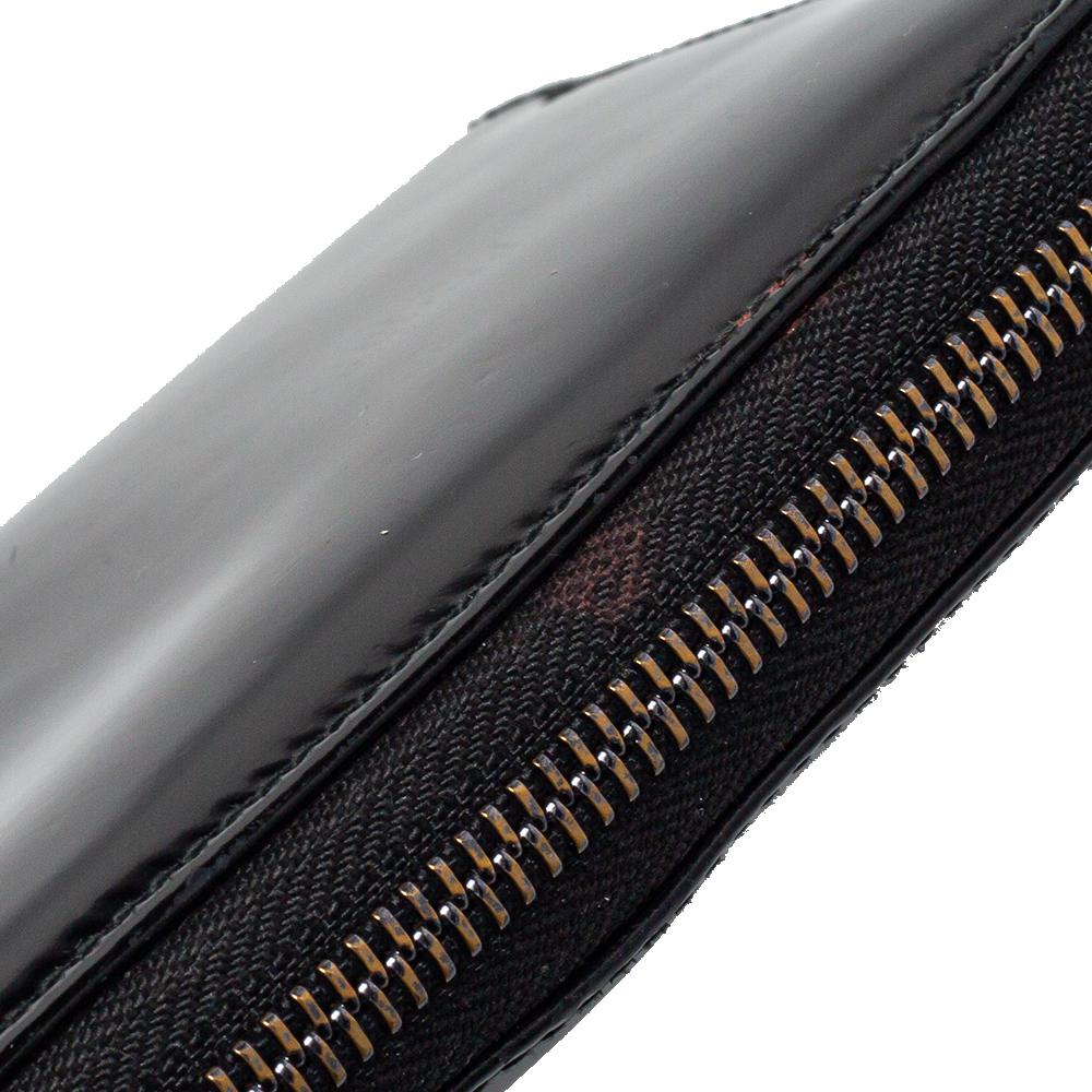 Dior Black Patent Leather Zip Around Lady Dior Wallet 6