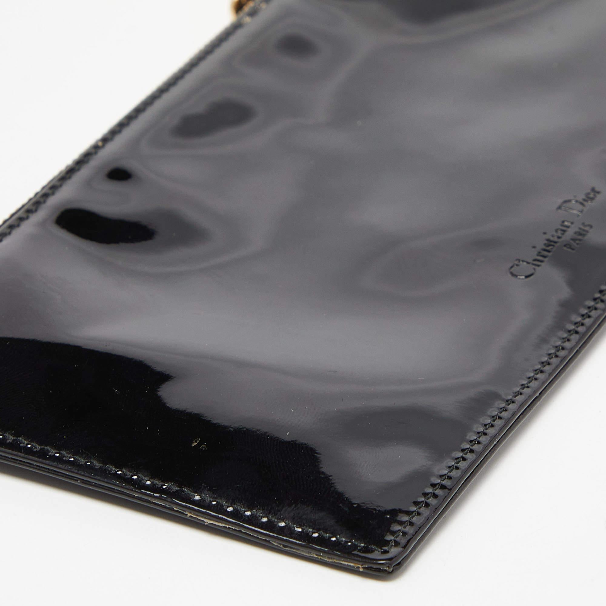 Dior Black Patent Leather Zip Pouch For Sale 4