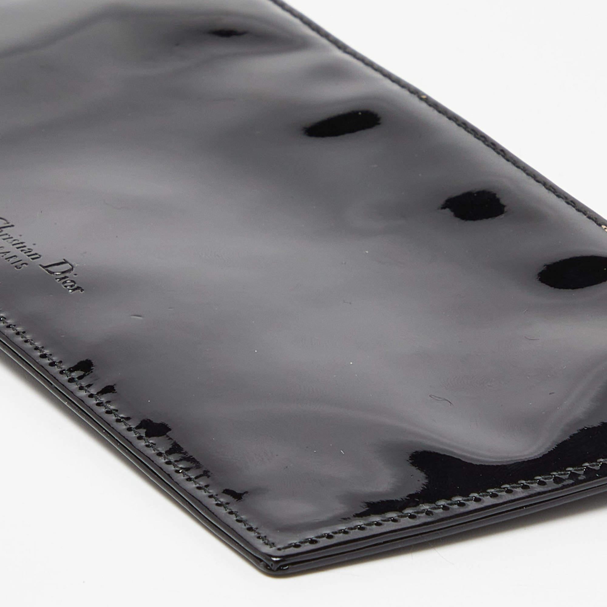 Dior Black Patent Leather Zip Pouch For Sale 5