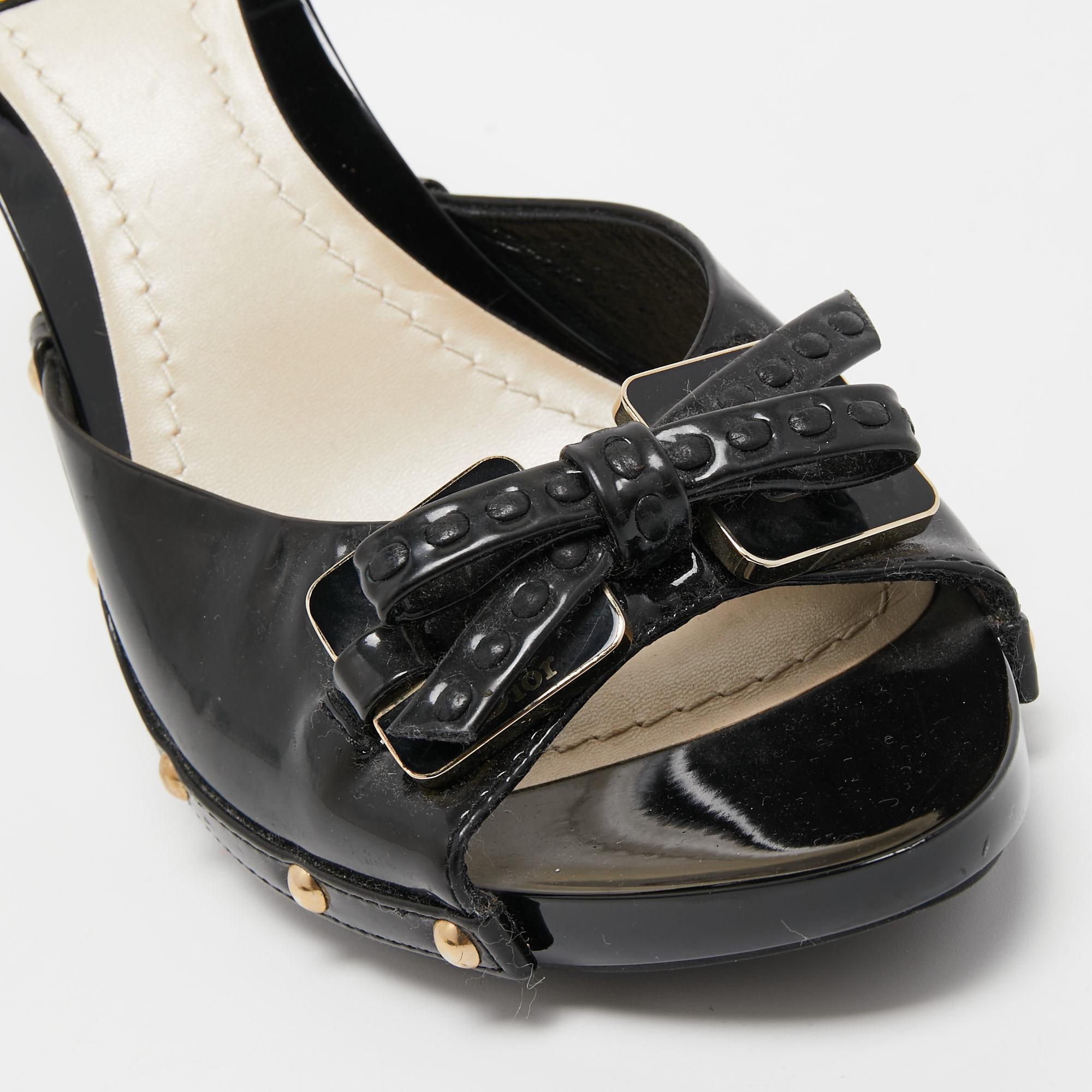 Dior Black Patent Slide Sandals Size 39 For Sale 2