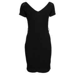 Dior Black Patterned Knit Short Sleeve Mini Dress M