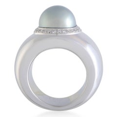 Dior Black Pearl Diamond Pave Gold Band Ring