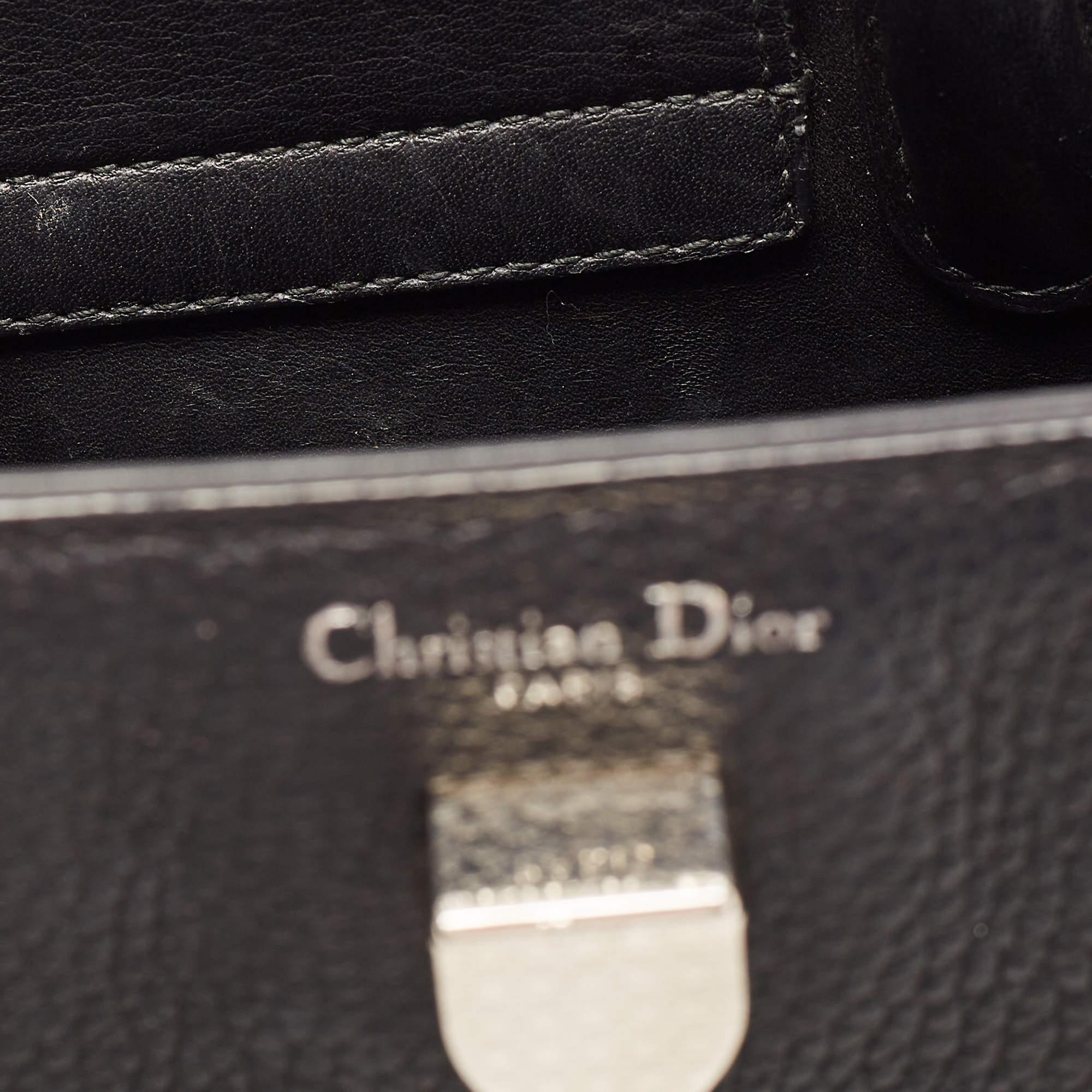 Dior Black Pebbled Leather Mini Diorever Top Handle Bag 6