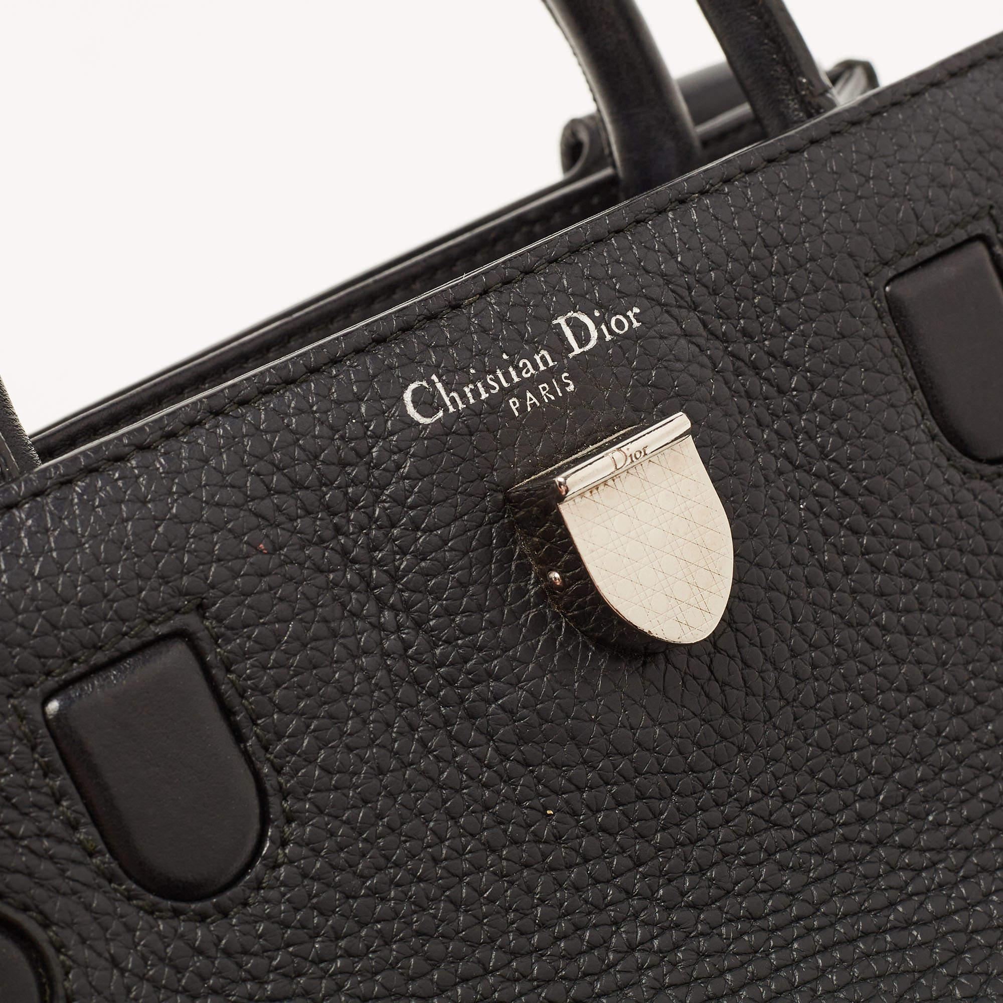 Dior Black Pebbled Leather Mini Diorever Top Handle Bag 10