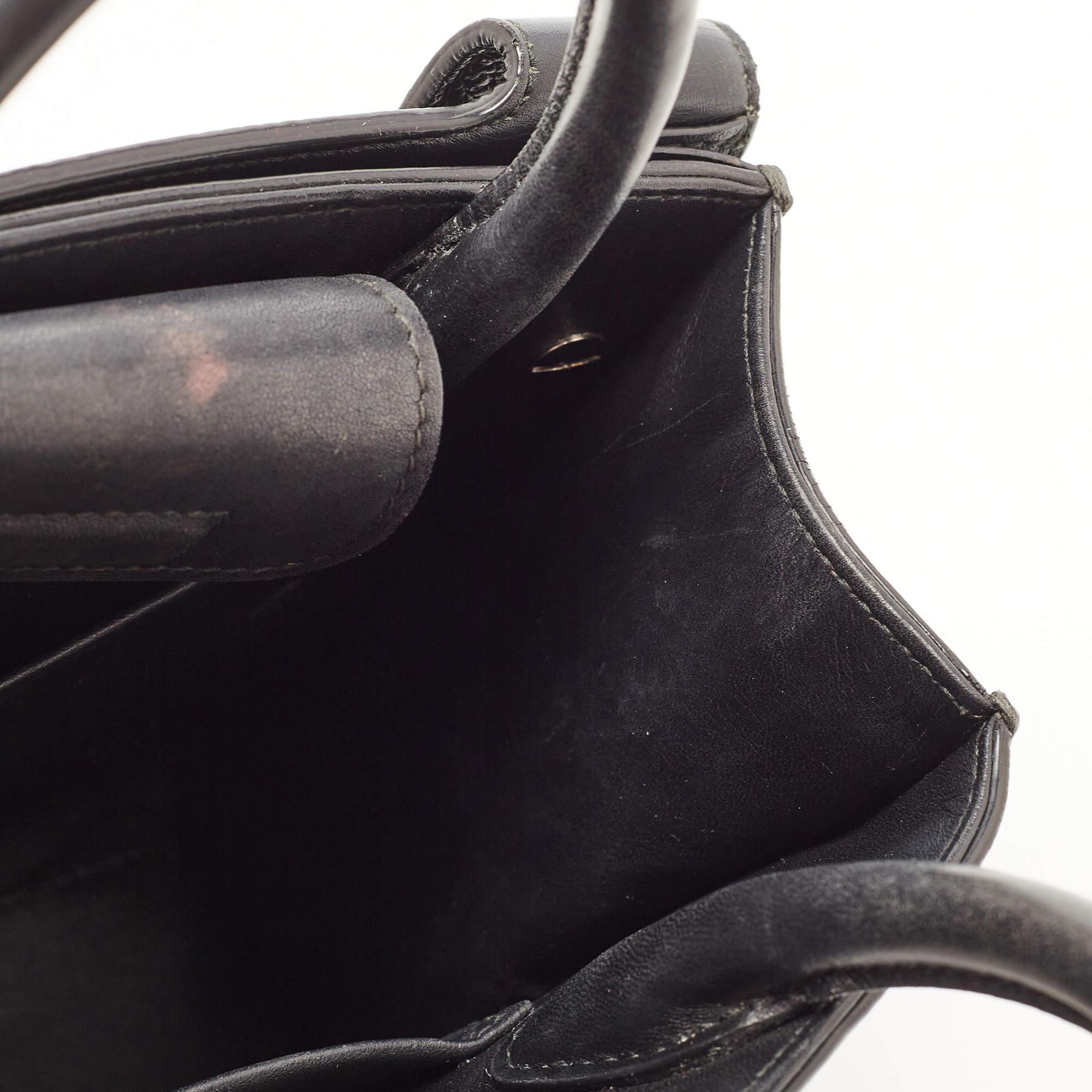 Dior Black Pebbled Leather Mini Diorever Top Handle Bag 11