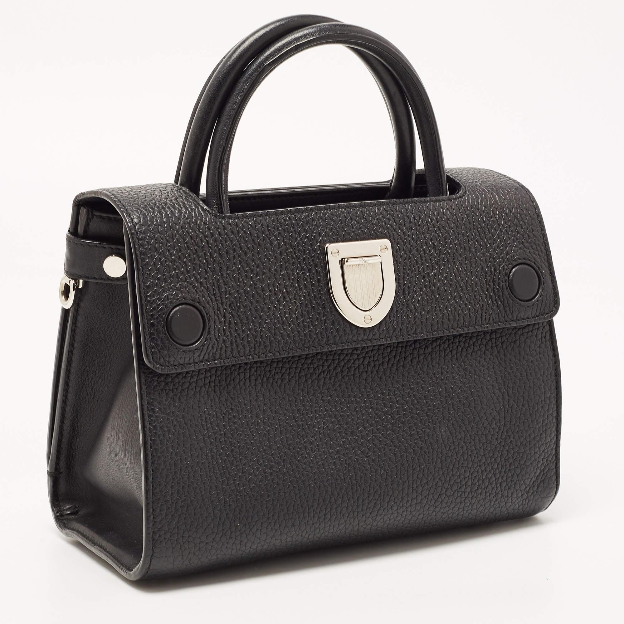 Women's Dior Black Pebbled Leather Mini Diorever Top Handle Bag