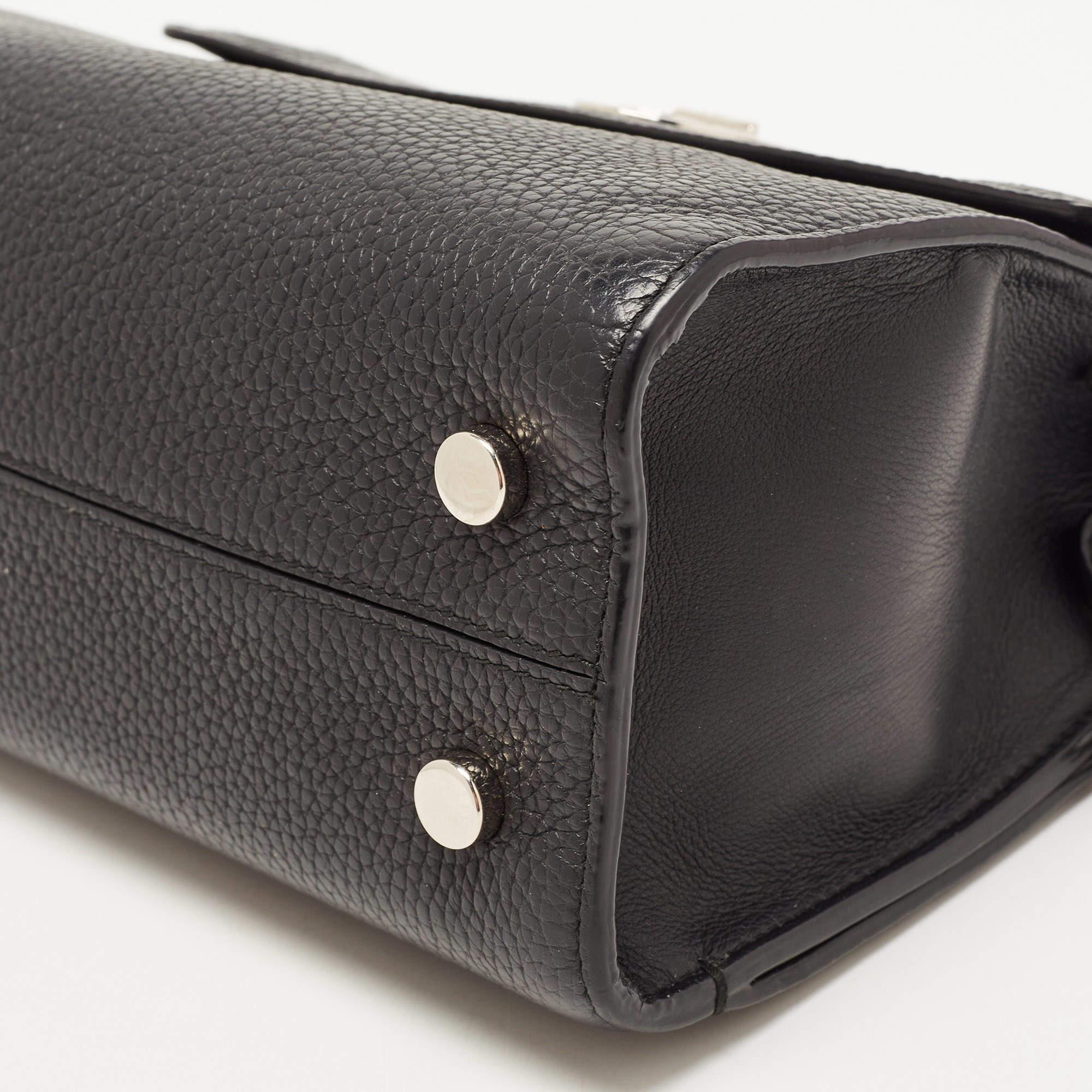 Dior Black Pebbled Leather Mini Diorever Top Handle Bag 4