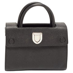 Dior Black Pebbled Leather Mini Diorever Top Handle Bag