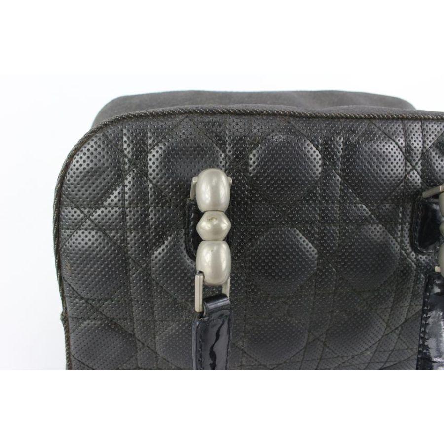 Dior Black Perforated Cannage Quilted Leather Boston Bag 549da611 5