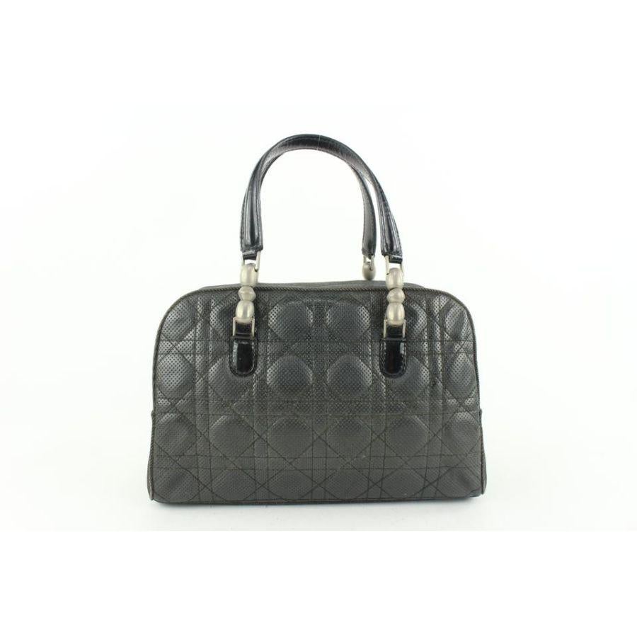 Dior Black Perforated Cannage Quilted Leather Boston Bag 549da611 1