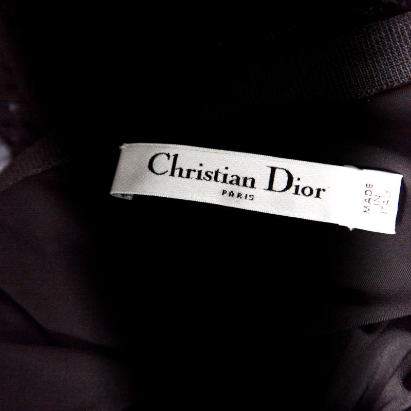 Dior Black Perforated Knit Pleated Mini Skirt M In Excellent Condition In Dubai, Al Qouz 2