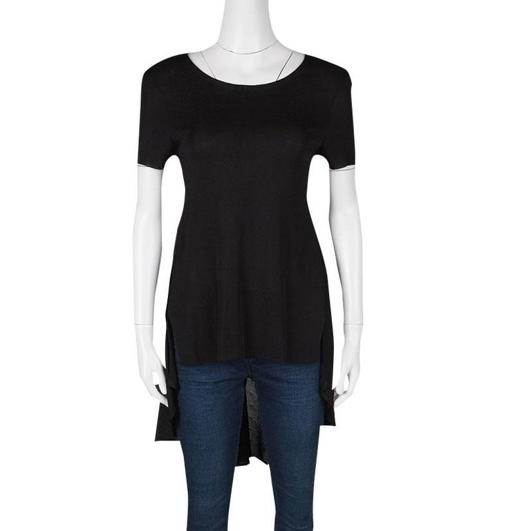 Dior Black Perforated Knit Short Sleeve High Low Tunic S For Sale at ...
