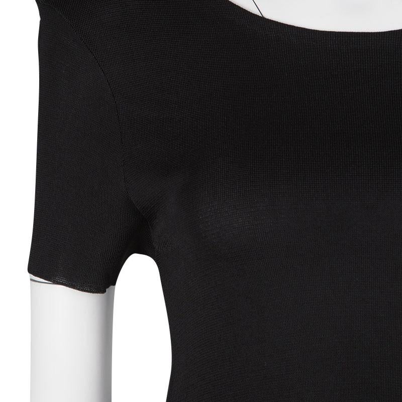Women's Dior Black Perforated Knit Short Sleeve High Low Tunic S