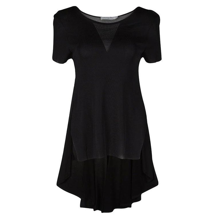 Dior Black Perforated Knit Short Sleeve High Low Tunic S For Sale at ...