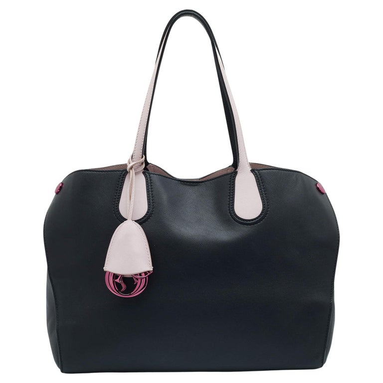 Dior Black/Pink Leather Addict Shopping Tote For Sale at 1stDibs