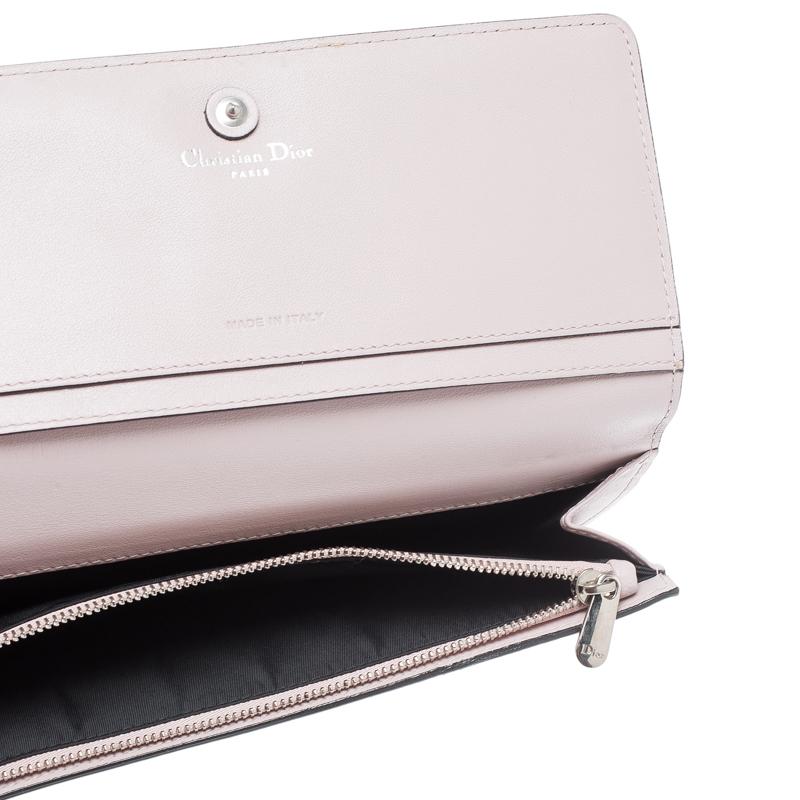Dior Black/Pink Leather Diorissimo Long Wallet In Excellent Condition In Dubai, Al Qouz 2