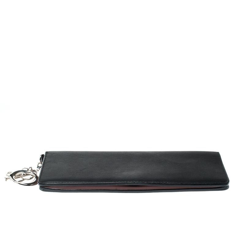 Dior Black/Pink Leather Diorissimo Long Wallet 2