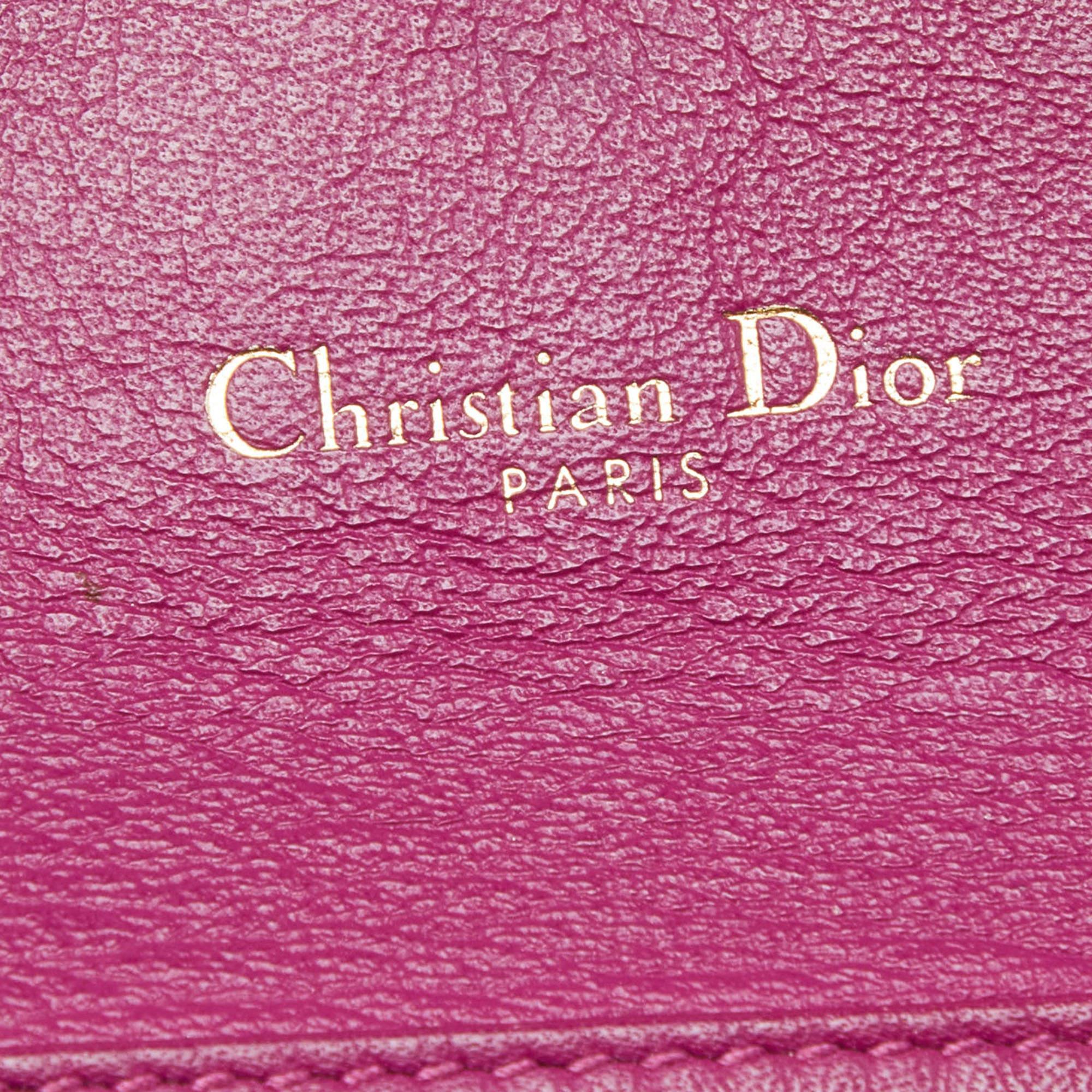 Dior Black/Pink Leather Diorissimo Rencontre Chain Wallet 2