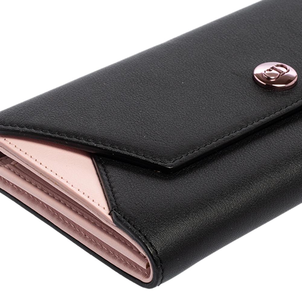 Dior Black/Pink Leather Envelope Wallet 5