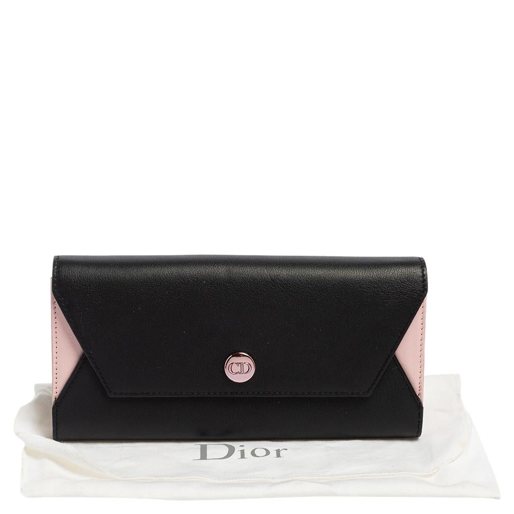 Women's Dior Black/Pink Leather Envelope Wallet