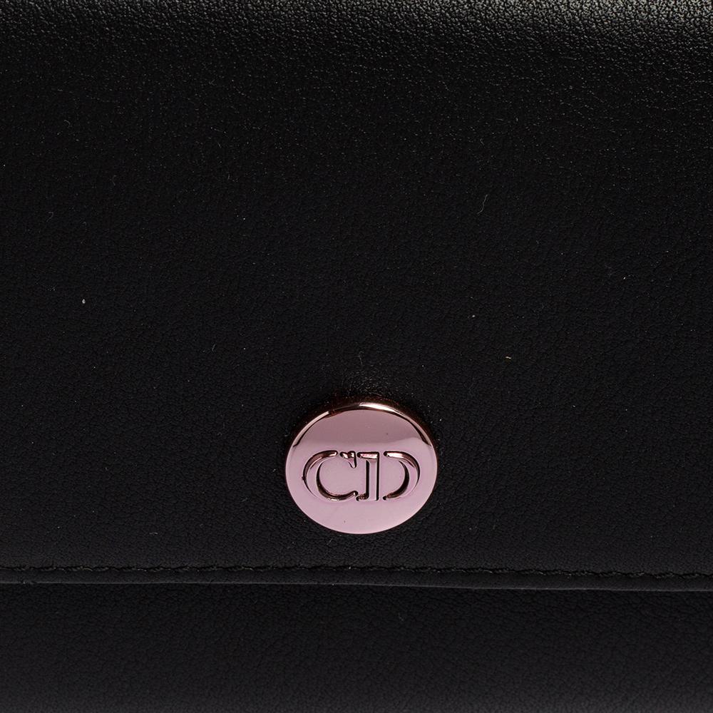 Dior Black/Pink Leather Envelope Wallet 1