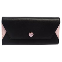 Used Dior Black/Pink Leather Envelope Wallet