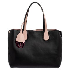 Dior Black/Pink Leather Small  Addict Shopper Tote