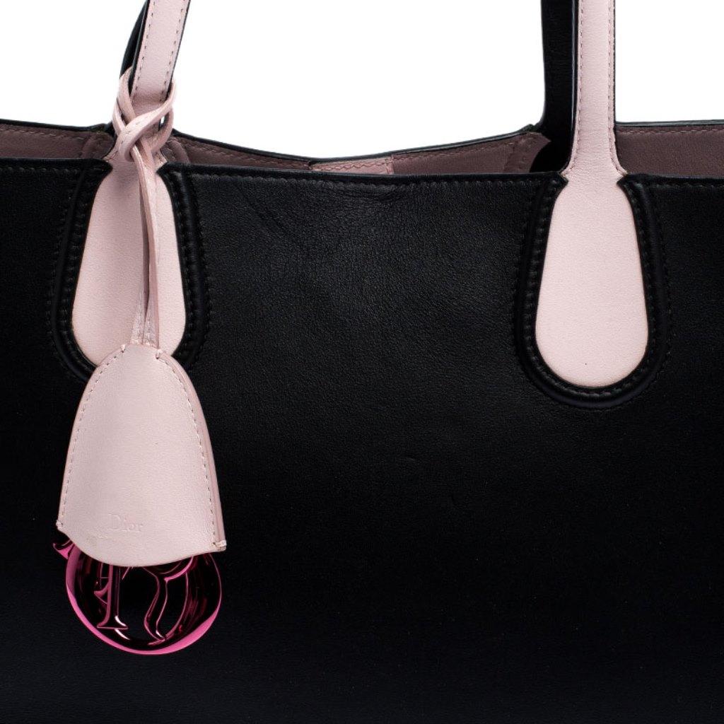 Dior Black/Pink Leather Small Dior Addict Shopper Tote 2