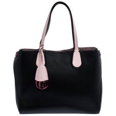 Dior Black/Pink Leather Small Dior Addict Shopper Tote