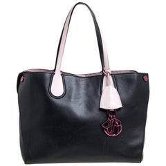 Used Dior Black/Pink Leather Small Dior Addict Shopper Tote
