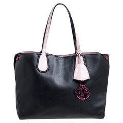 Dior Black/Pink Leather Small Dior Addict Shopper Tote