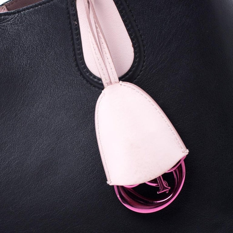 Dior Black Pink Leather Small Dior Addict Shopping Tote For Sale
