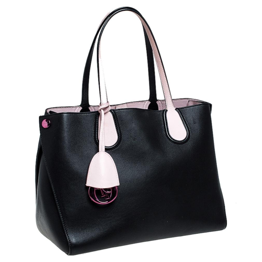 Women's Dior Black/Pink Leather Small Dior Addict Shopping Tote