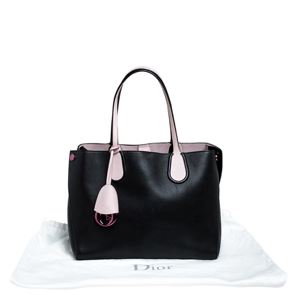 Dior Black/Pink Leather Small Dior Addict Shopping Tote 5