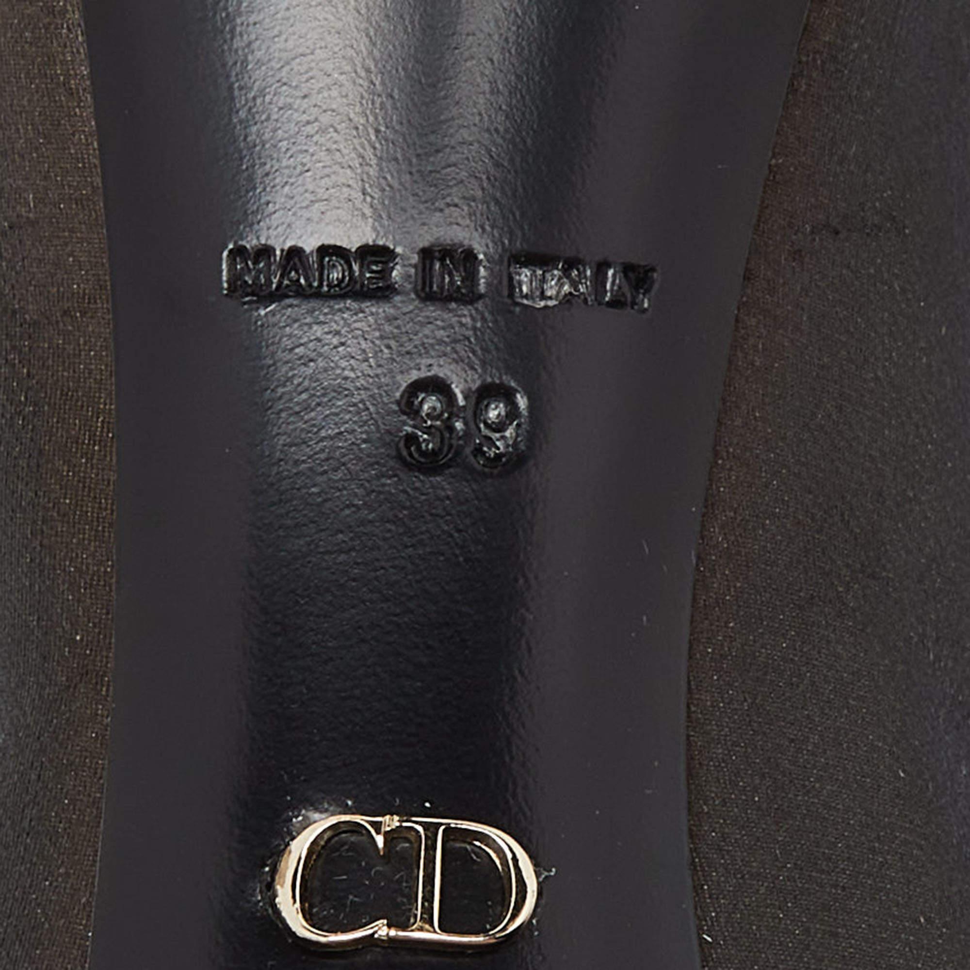 Dior Black/Pink Mesh and Satin Garden Flower Detail Peep Toe Pumps Size 39 3
