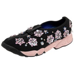Dior Black/Pink Mesh Fusion Embellished Low-Top Sneakers Size 37