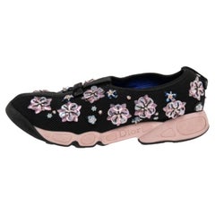 Dior Black/Pink Mesh Fusion Embellished Low-Top Sneakers Size 37