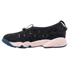 Dior Black/Pink Nylon Fusion Embellished Sneakers Size 36.5