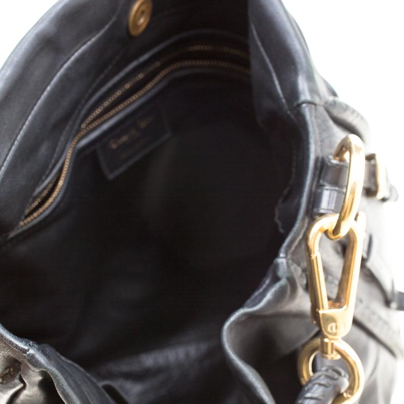 Dior Black Pleated Leather Libertine Hobo For Sale 1