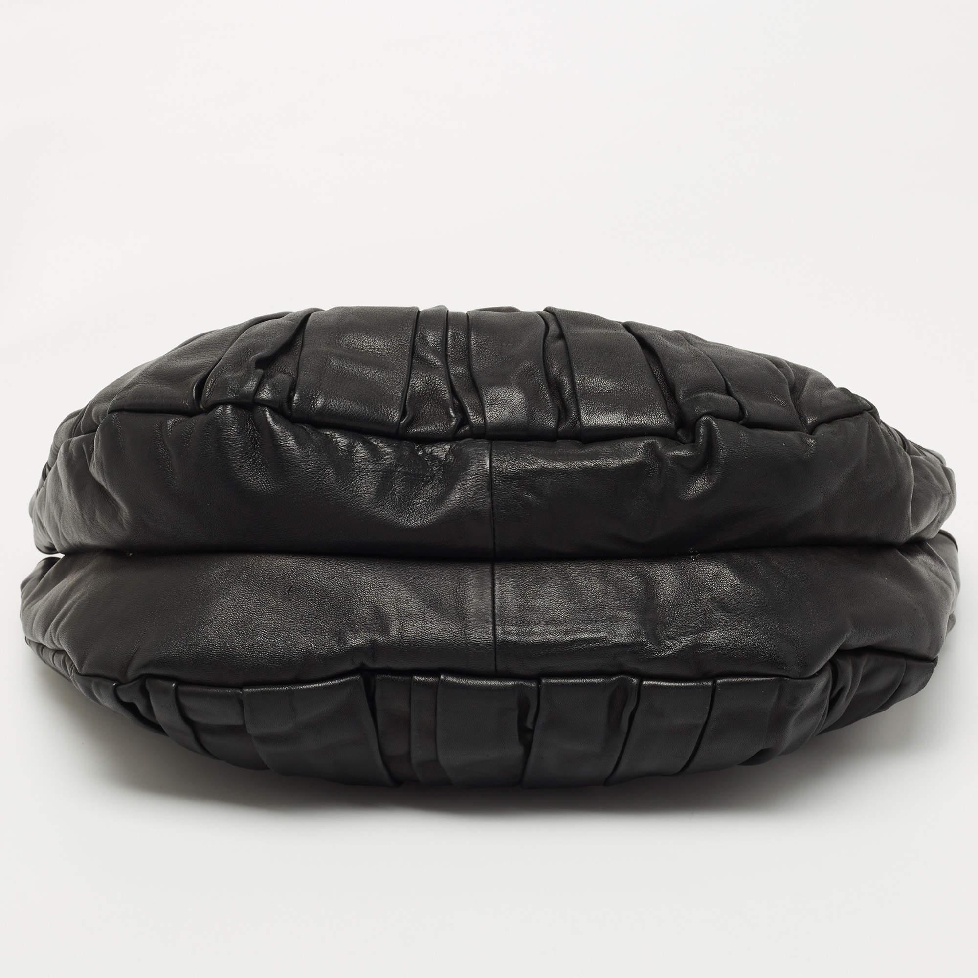 Dior Black Pleated Leather Plisse Tote 1