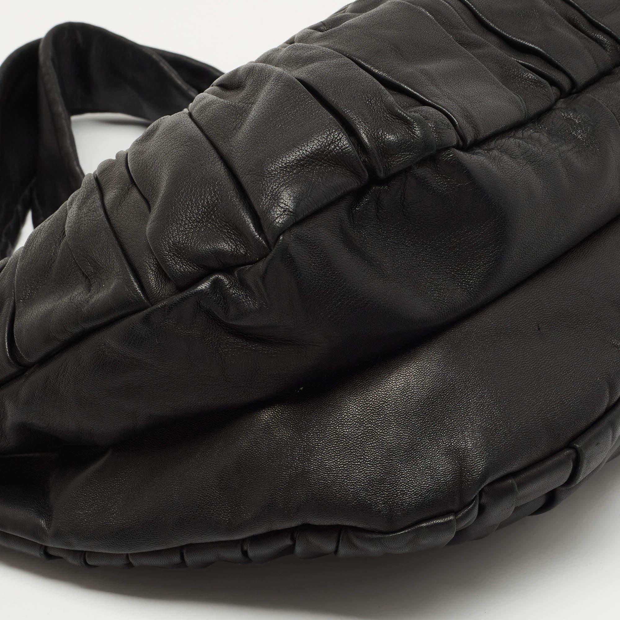 Dior Black Pleated Leather Plisse Tote 2