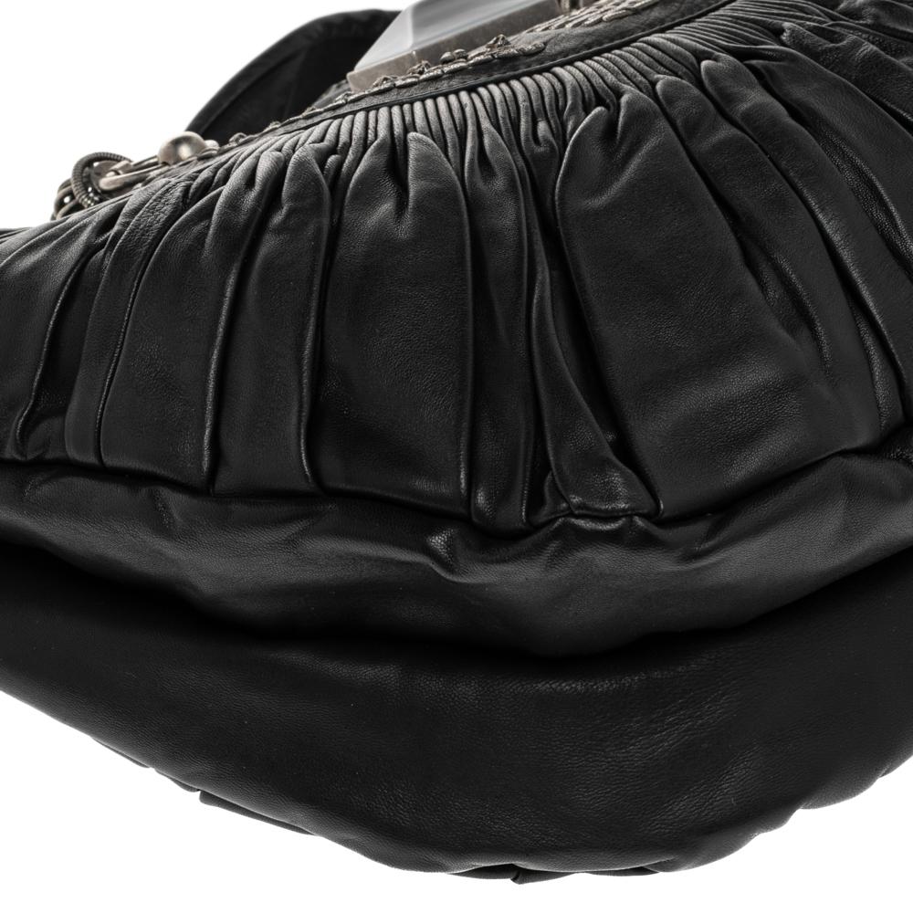 Dior Black Pleated Leather Plisse Tote 1