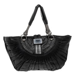 Dior Black Pleated Leather Plisse Tote