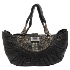 Dior Black Pleated Leather Plisse Tote