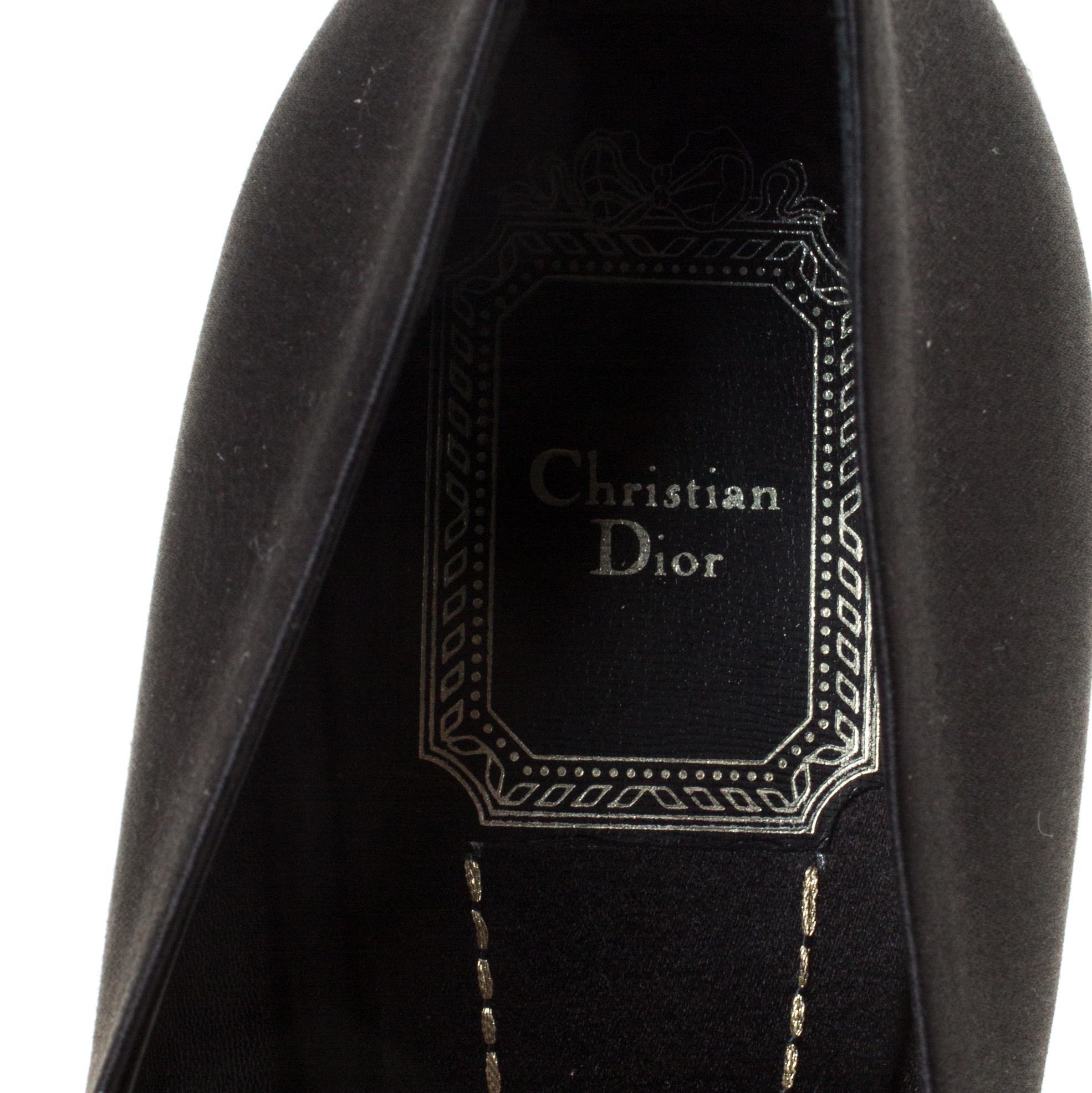 Dior Black Pleated Satin Criss Cross Platform Pumps Size 39.5 1