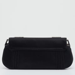 Dior Black Pleated Satin Frame Chain Clutch