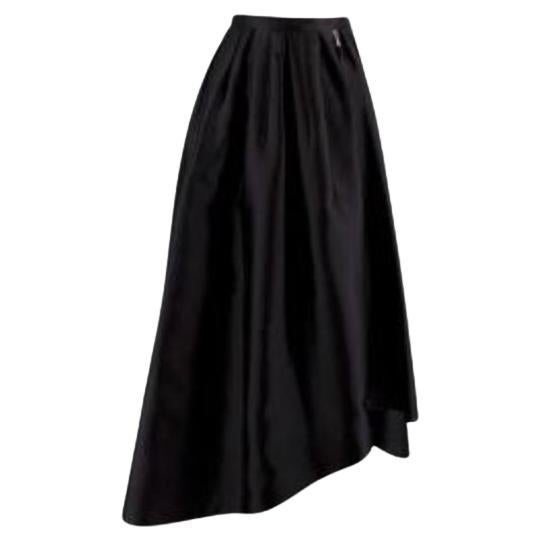 Dior Black Pleated Silk Asymmetric Skirt For Sale