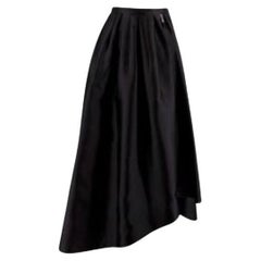 Dior Black Pleated Silk Asymmetric Skirt