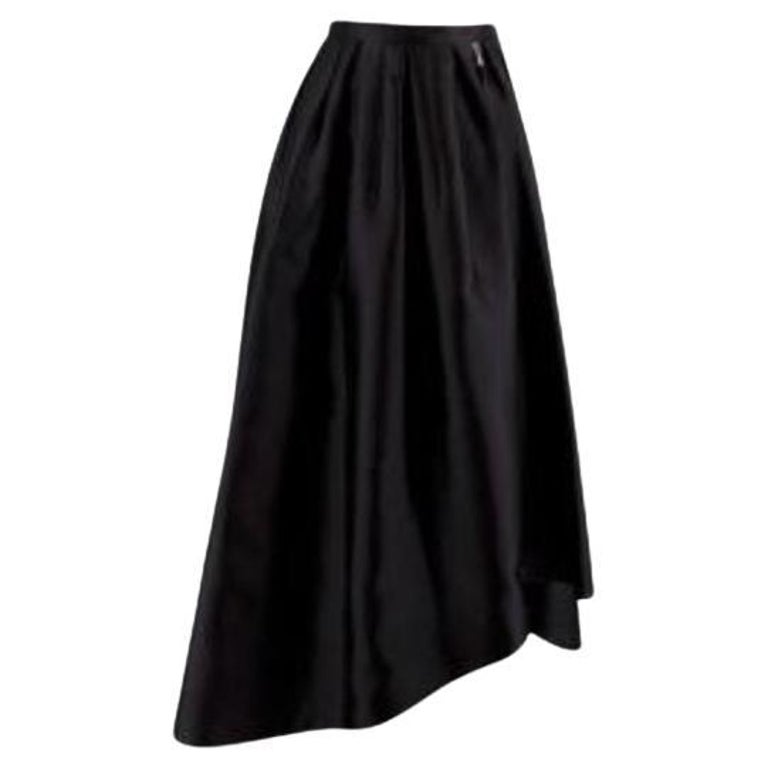 Dior Black Pleated Silk Asymmetric Skirt For Sale at 1stDibs