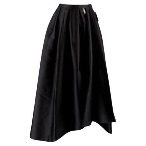 Dior Black Pleated Silk Skirt For Sale